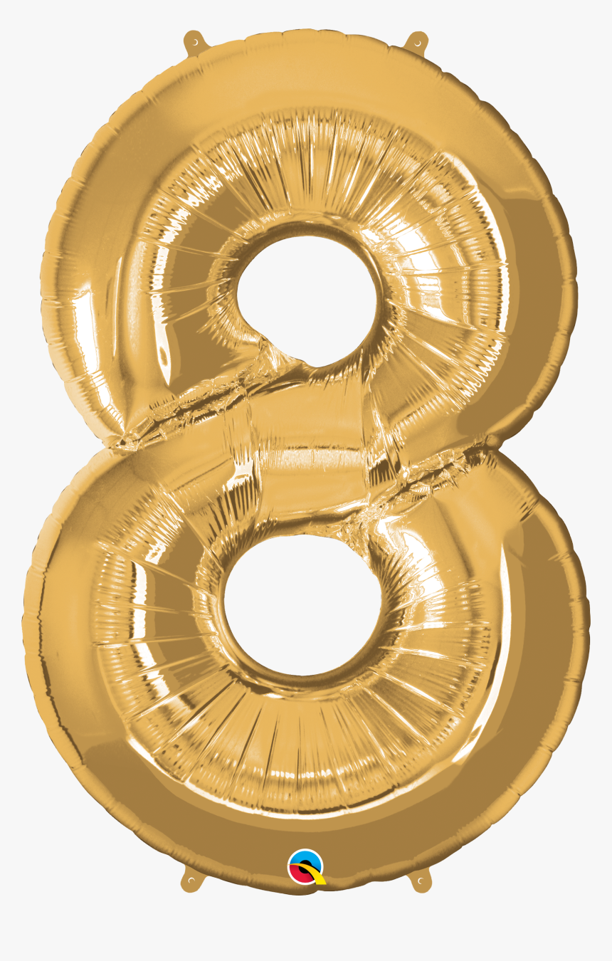 Foil Balloon Number 8 Gold & Weight - 80th Birthday Balloon, HD Png Download, Free Download