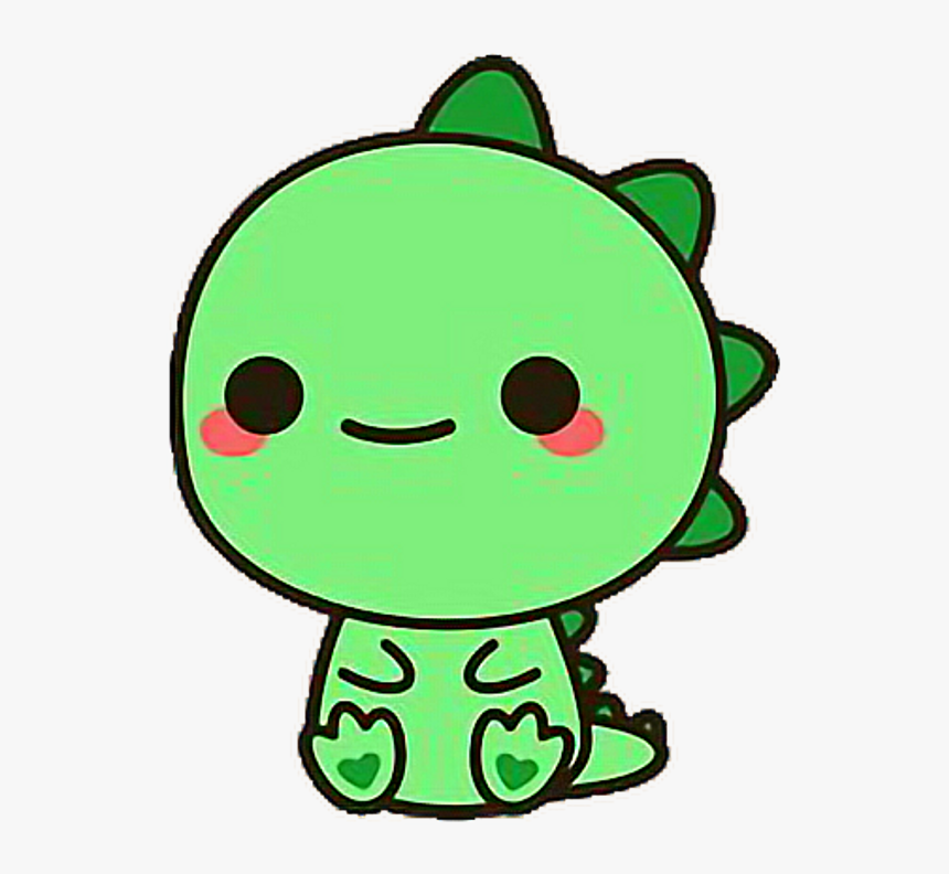 #dragón #kawaii #sticker Speechless😍😍😍 #freetoedit - Green Dino, HD Png Download, Free Download