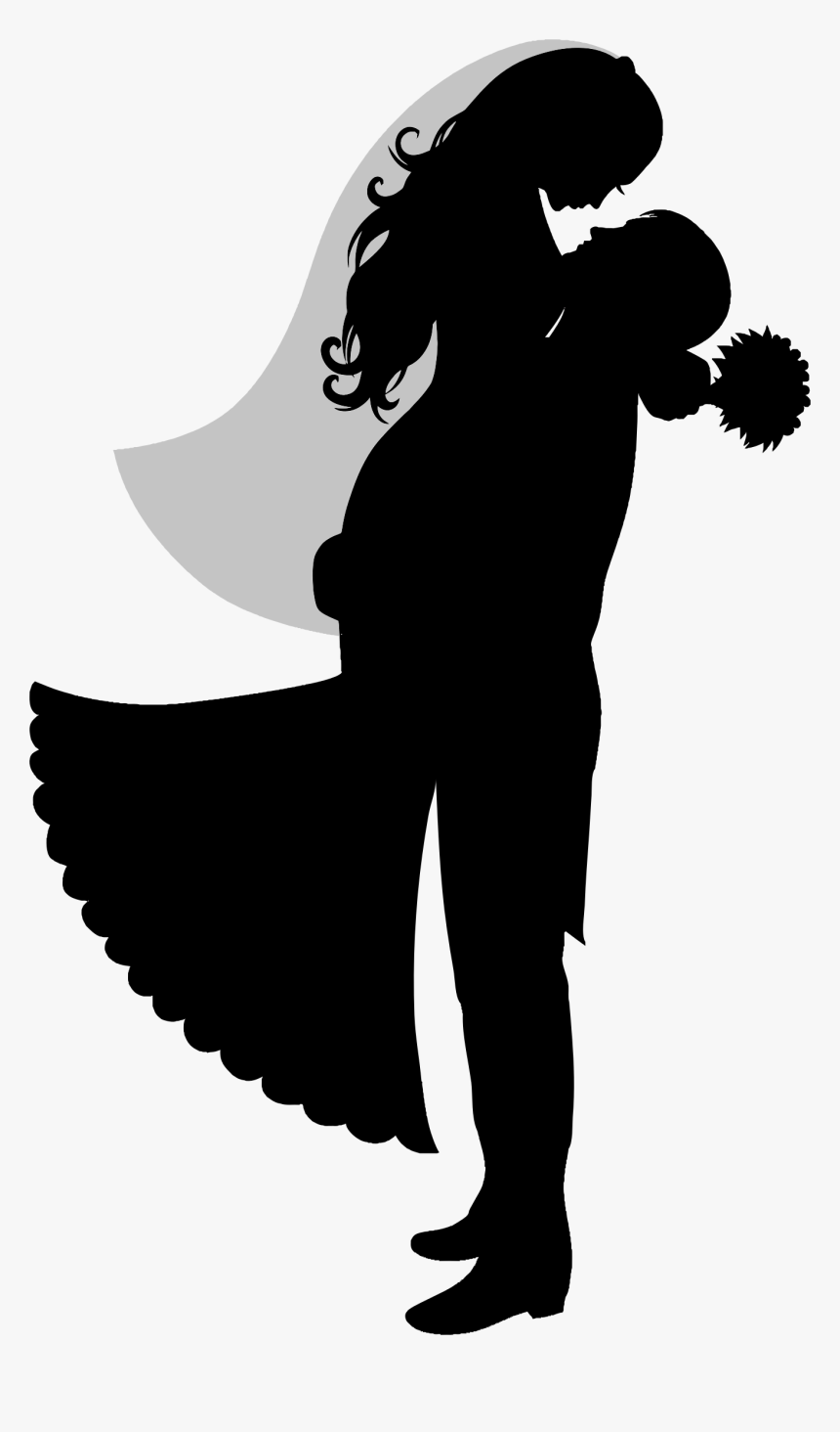 Wedding Cake Topper Bridegroom Silhouette - Vector Bride And Groom Silhouette, HD Png Download, Free Download