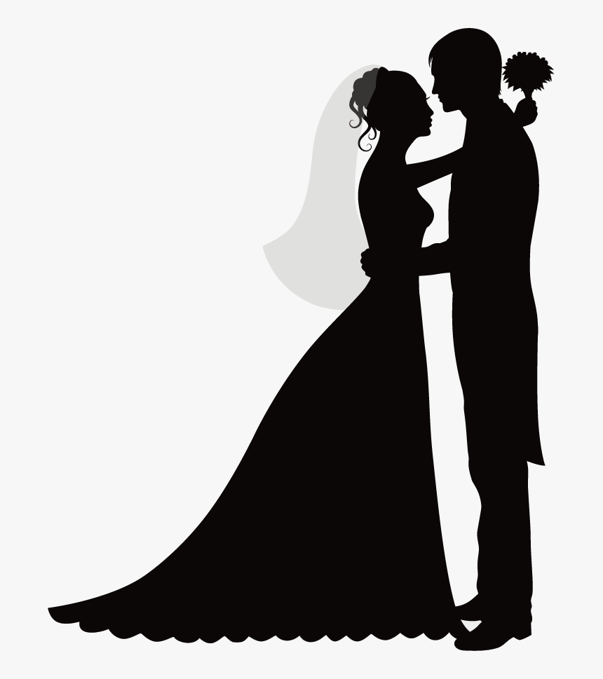 Wedding Invitation Bridegroom Silhouette - Silhouette Bride And Groom Clipart, HD Png Download, Free Download