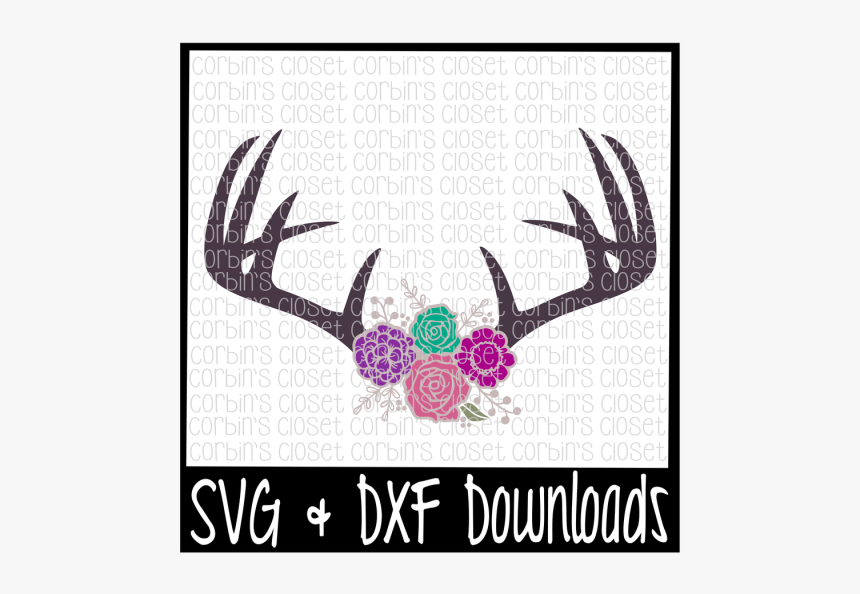 Free Floral Antlers Svg * Antique Flowers * Deer Antler - Antler, HD Png Download, Free Download