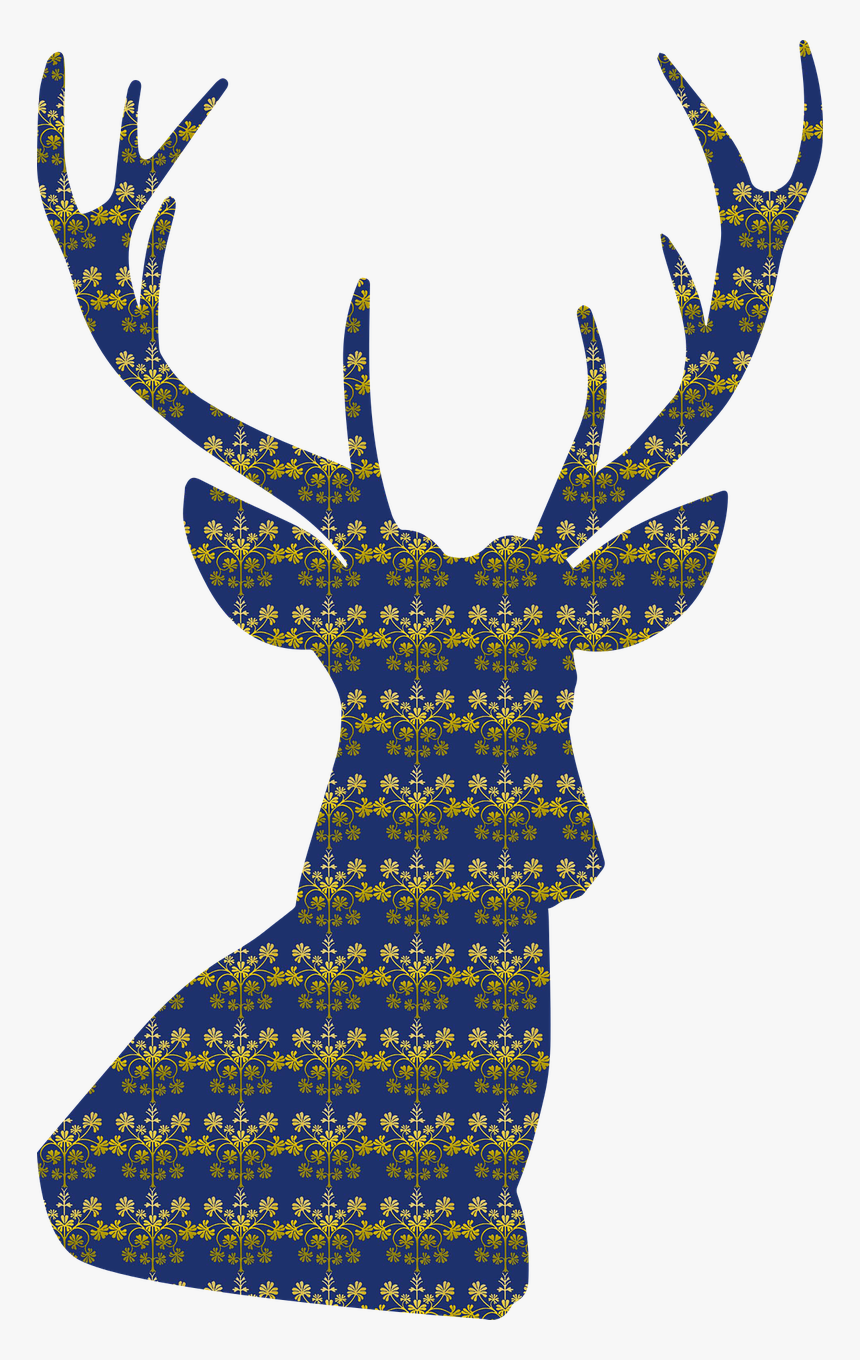 Deer Antlers Damask - Deer Head Antlers Svg, HD Png Download, Free Download