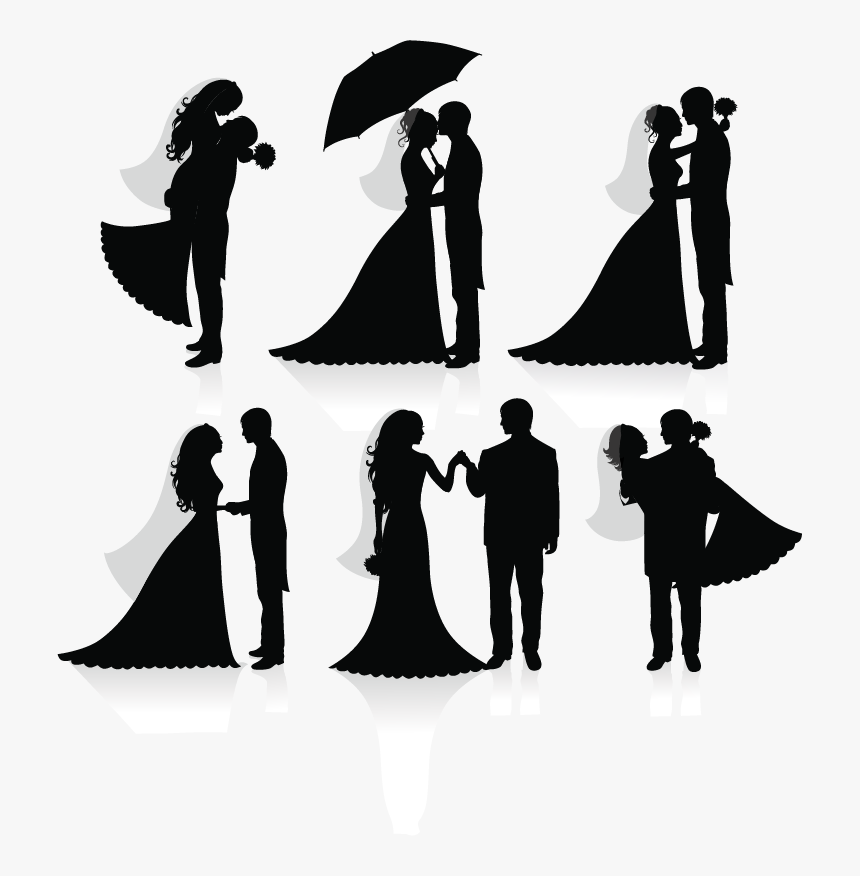 Wedding Invitation Bridegroom Silhouette - Wedding Silhouette Free Vector, HD Png Download, Free Download