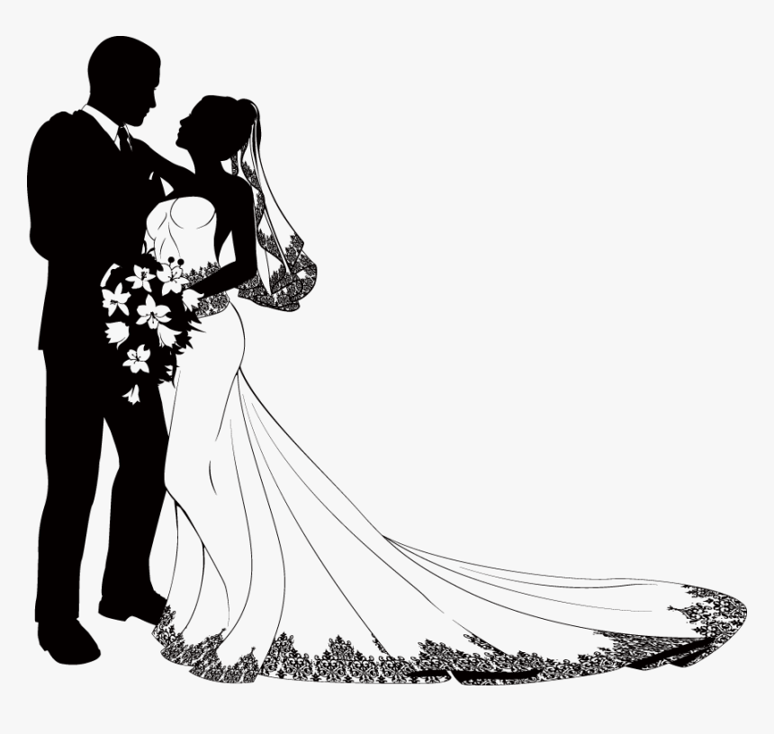 Bridegroom Wedding Marriage Drawing - Bride And Groom Silhouette, HD Png Download, Free Download