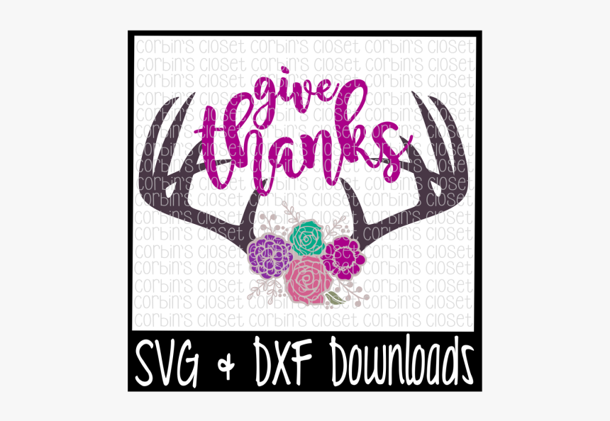 Free Floral Antlers Svg * Antique Flowers * Deer Antler - Poster, HD Png Download, Free Download