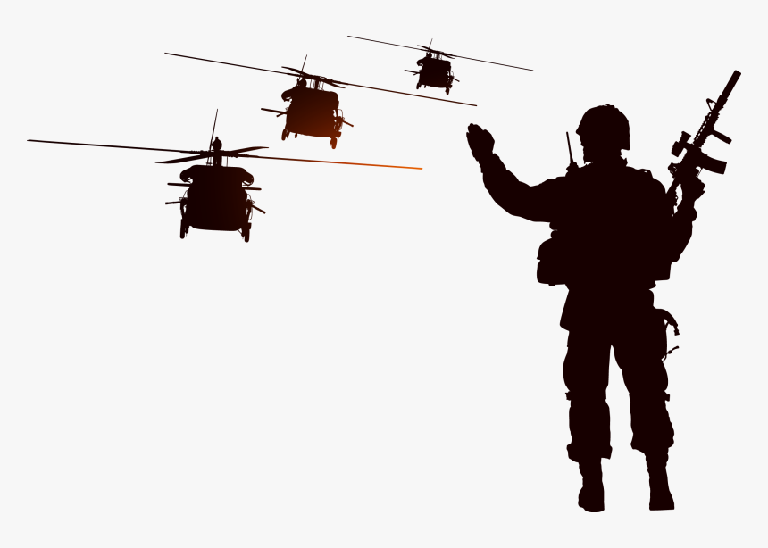 Black-hawk - Soldier And Helicopter Silhouette, HD Png Download, Free Download