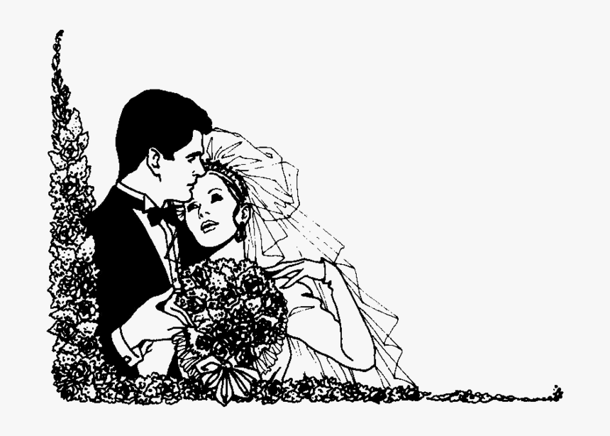 Bride And Groom Silhouettes - Animasi Pengantin Hitam Putih, HD Png Download, Free Download