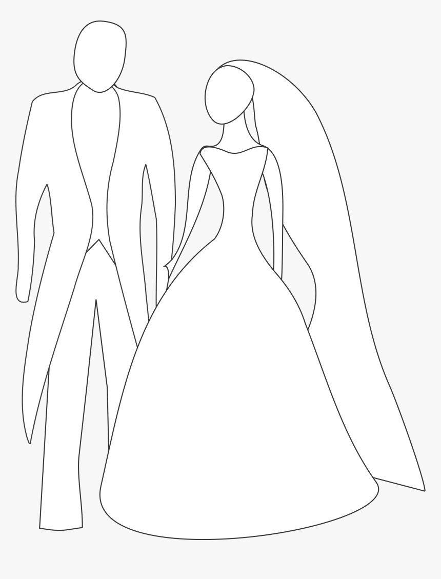 Transparent Dress Clipart Black And White - Islamic Bride And Groom Cartoons, HD Png Download, Free Download