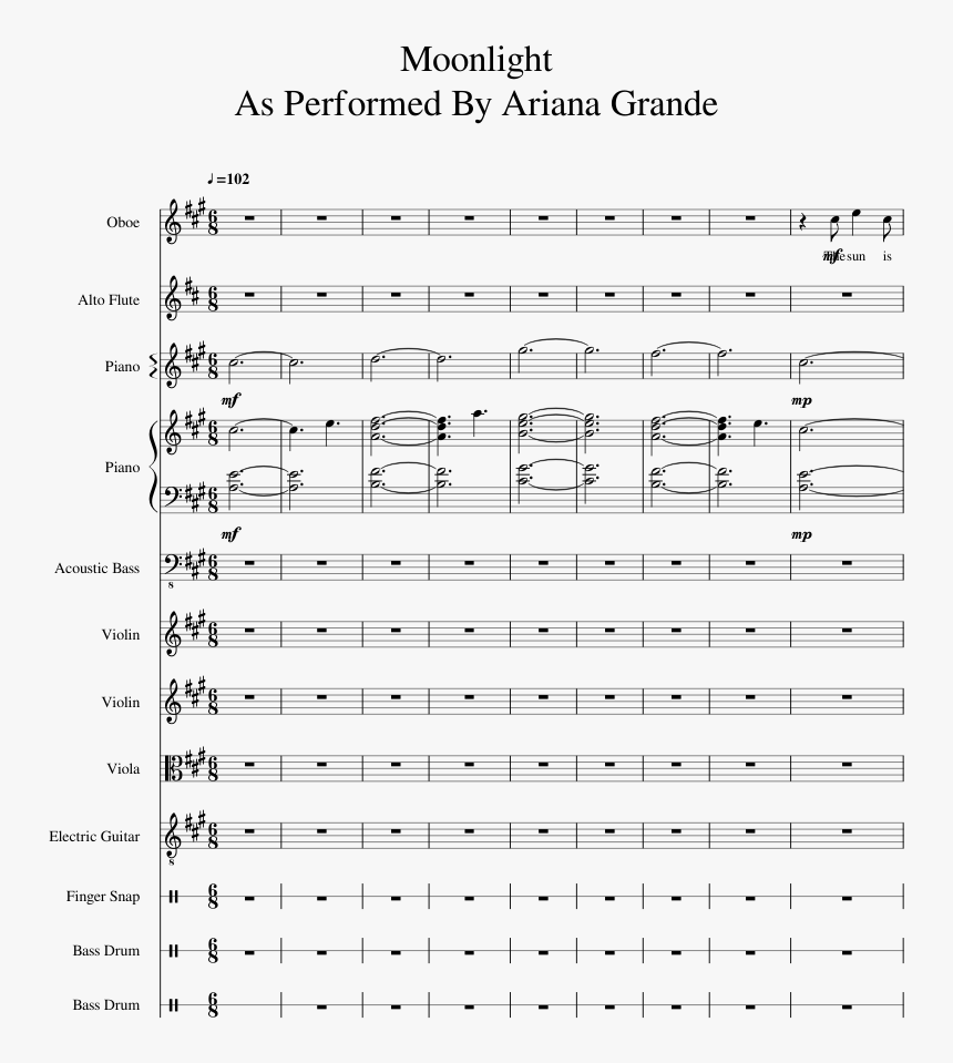 Moonlight Ariana Grande Sheet Music, HD Png Download, Free Download
