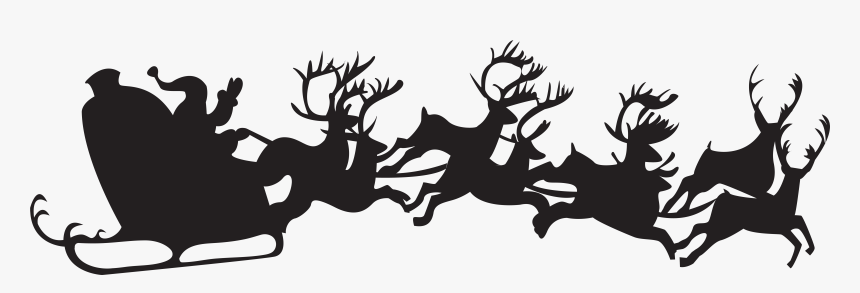Santa And Reindeer Silhouette Png - Santa Sleigh Silhouette Png, Transparent Png, Free Download