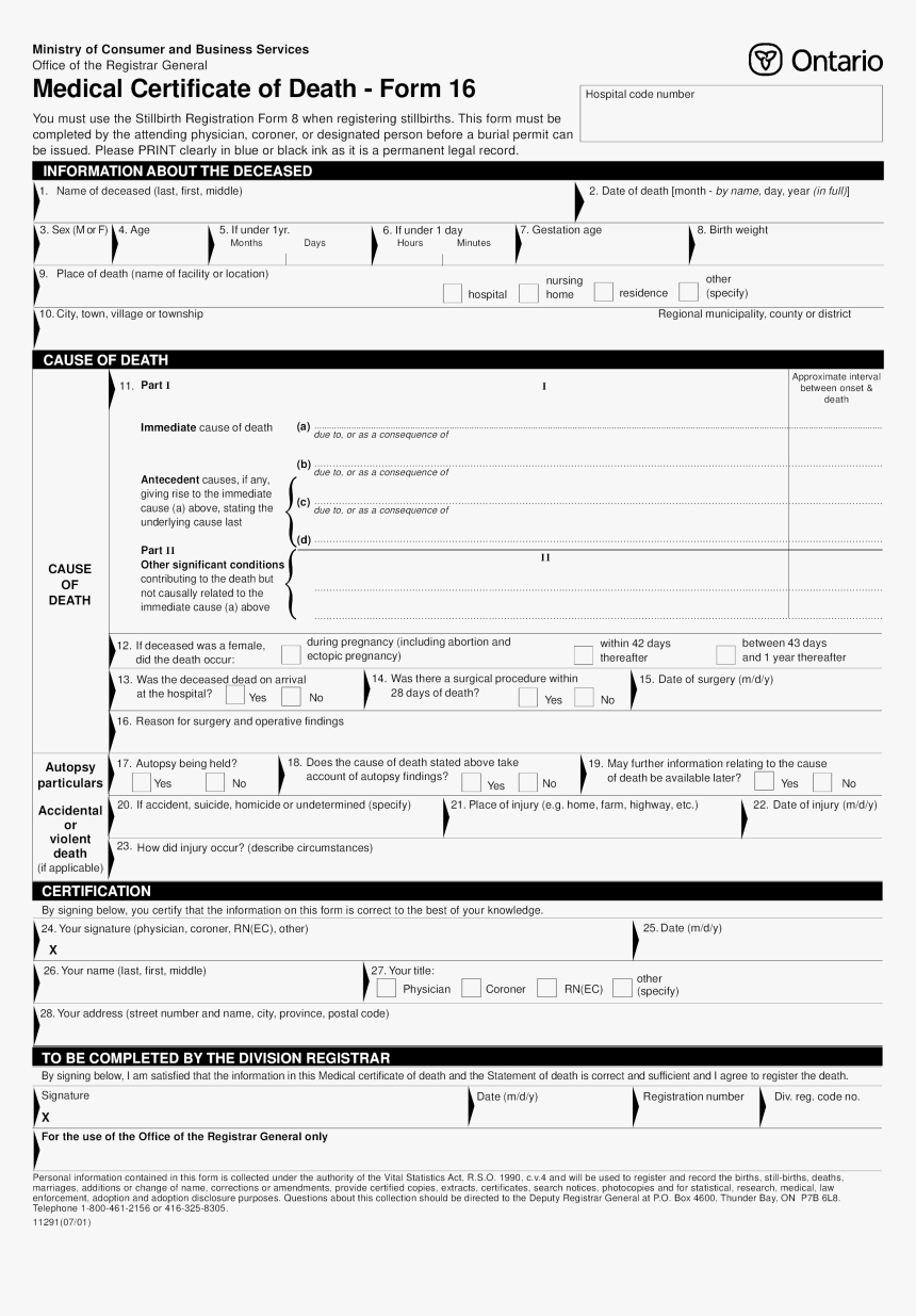 Resume Clipart Medical Certificate - Singapore Death Certificate Sample, HD Png Download, Free Download