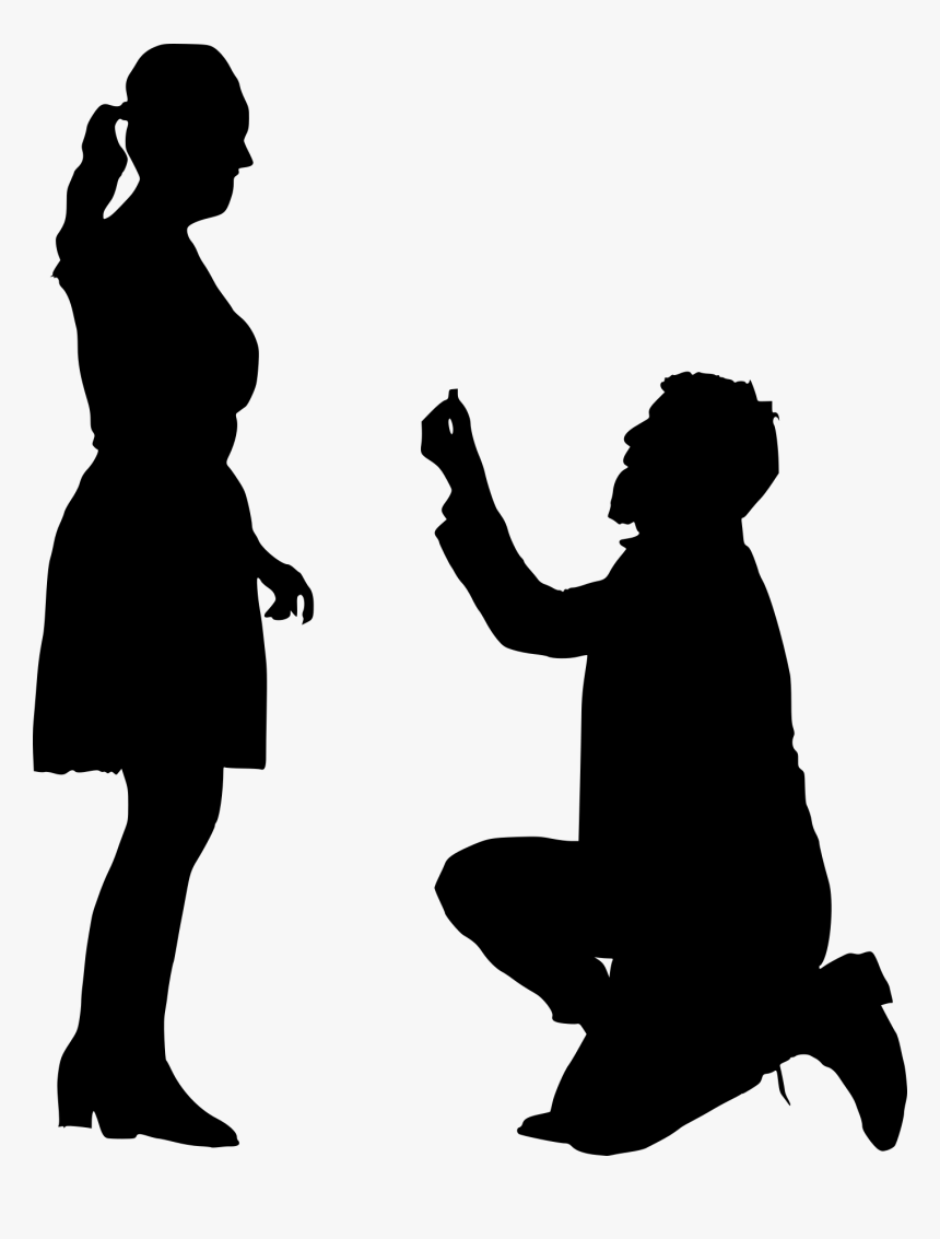 Couple Proposing Silhouette Png, Transparent Png, Free Download