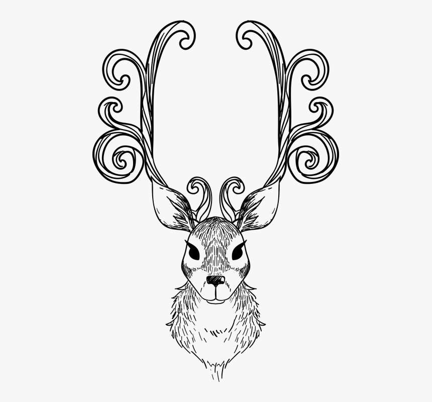 Animal, Antlers, Face, Head, Reindeer, Silhouette - Reno Dibujos De Navidad, HD Png Download, Free Download