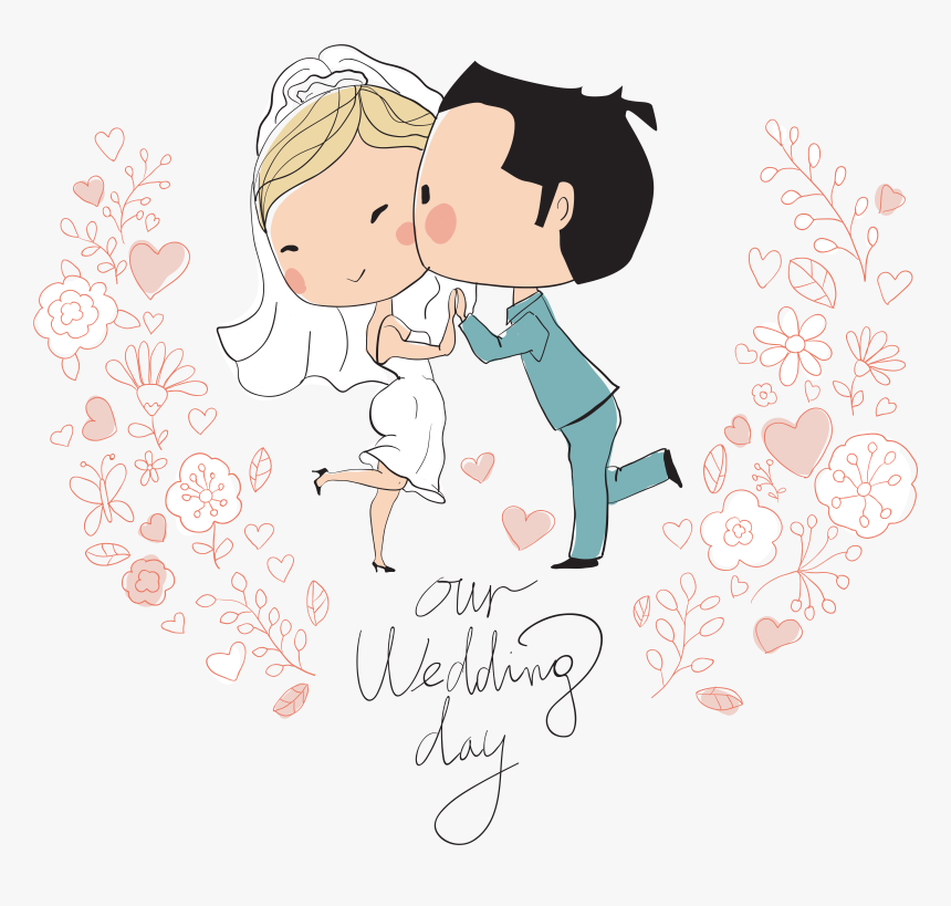Wedding Illustration Bridegroom Characters Invitation, HD Png Download, Free Download