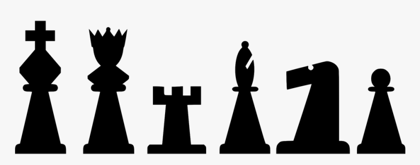 Chess, Pieces, Set, Silhouette, Isolated, Black, Game - Chess Pieces Black Drawing, HD Png Download, Free Download