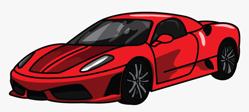 Car Pic Drawing - Drawing Of Ferrari Car With Color, HD Png Download, Free Download
