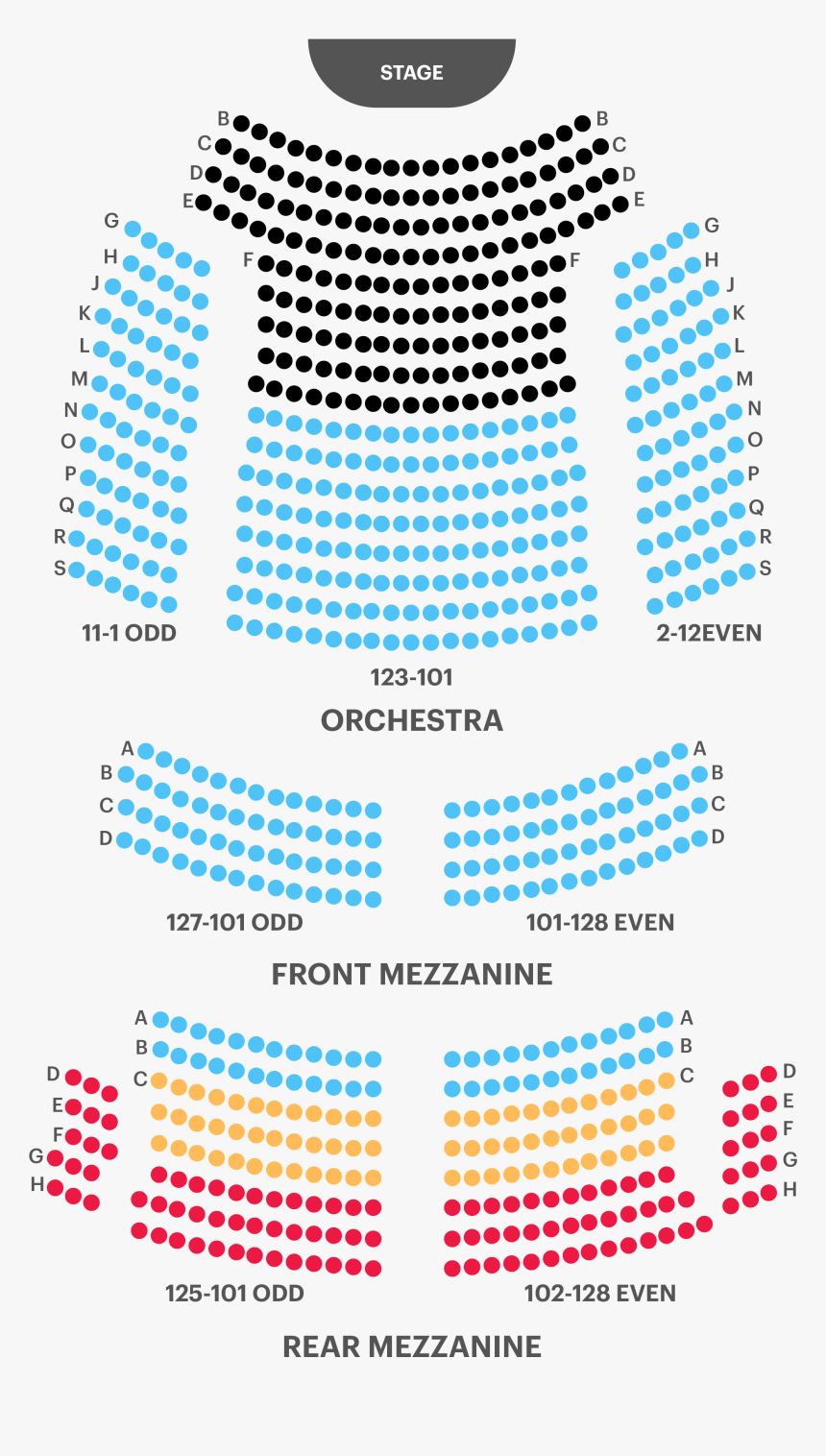 John Golden Theatre Seating Chart Map - Come From Away Seating Chart, HD Png Download, Free Download