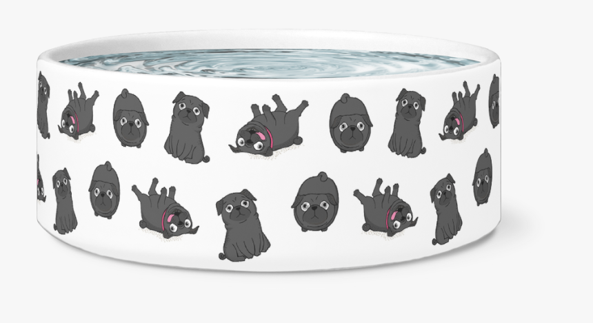 Black Pugs Dog Bowl"
 Class= - Pug, HD Png Download, Free Download