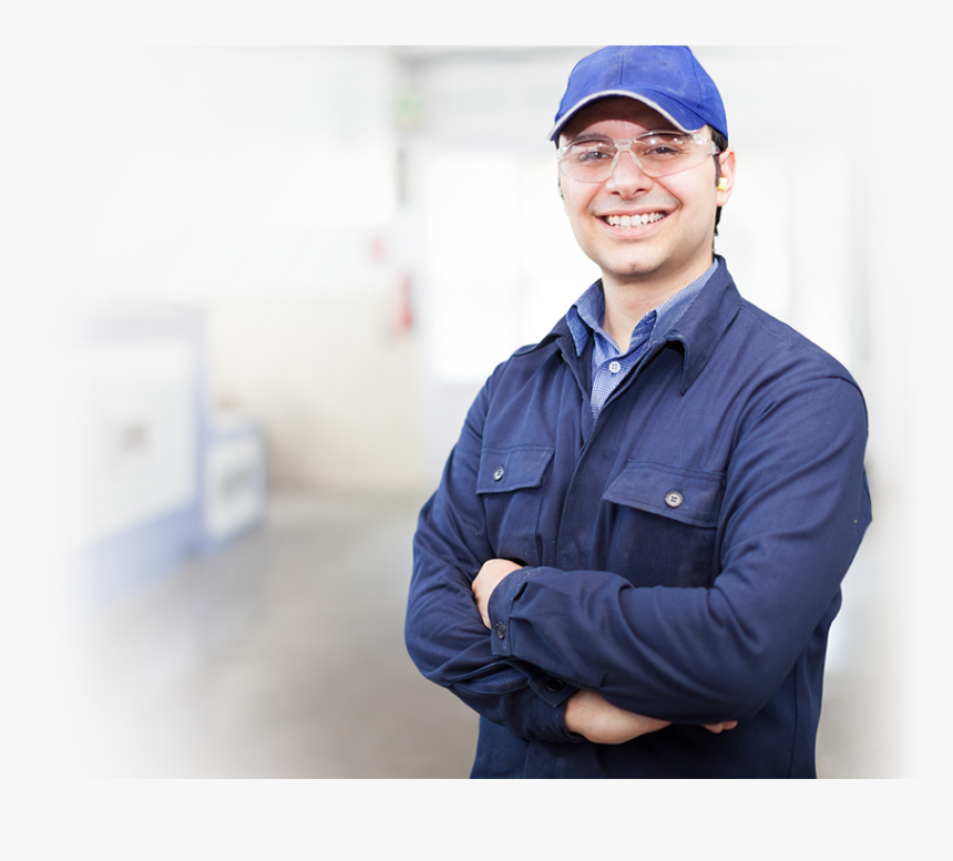 Blue Collar Working Man With Safety Glasses Smiling - Technical Service, HD Png Download, Free Download
