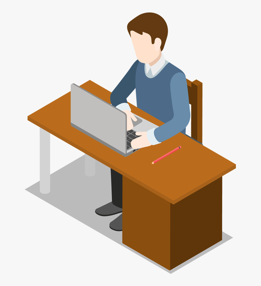 Man At Desk Png Transparent Images Pluspng - Man On Laptop Clipart Png, Png Download, Free Download