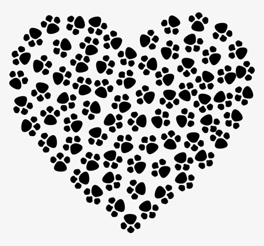 Dog Paws Heart Shape Pug Love - Paw Print Heart .png, Transparent Png, Free Download
