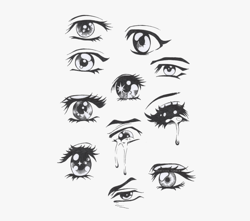 Clip Art Drawing Of Crying Eyes - Sad Anime Eyes Drawing, HD Png Download, Free Download