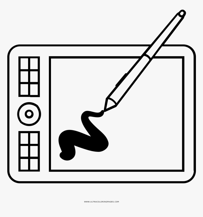 Drawing Tablet Coloring Page - Line Art, HD Png Download, Free Download