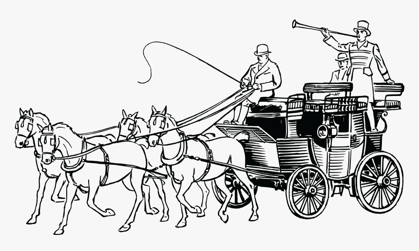 Horses Clipart Vehicle - Carriage Clipart Black And White, HD Png Download, Free Download