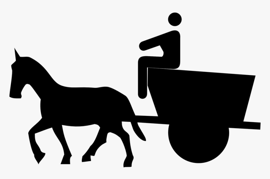 Cart, Driver, Carriage, Man, Silhouette, Ride, Horse - Horse Drawn Carriage Icon, HD Png Download, Free Download