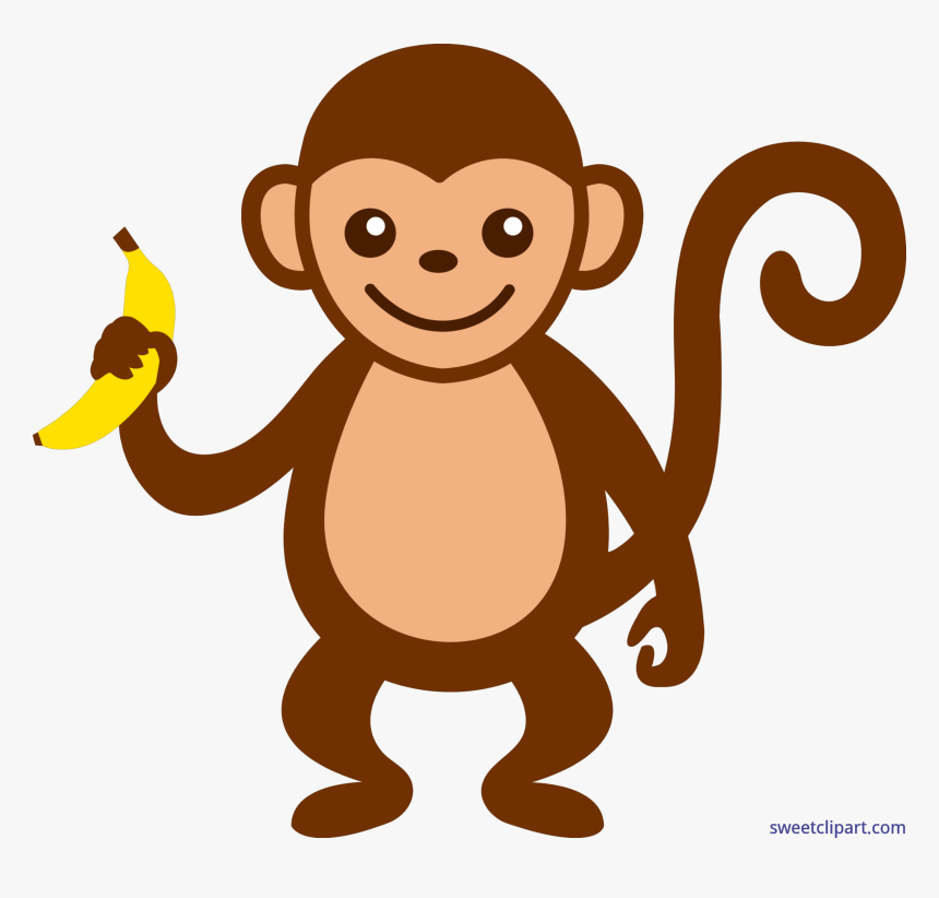 Hanging Monkey Template Clipart Panda Free Images Art - Cartoon Monkey With Banana, HD Png Download, Free Download