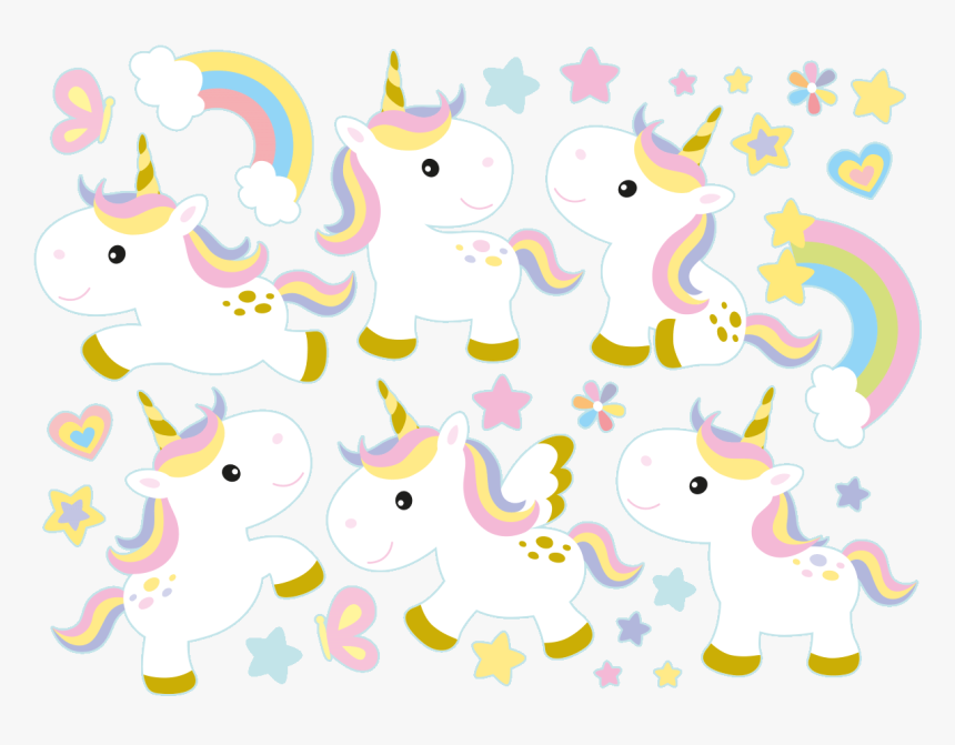 Sticker 6 Licornes Bebes Ambiance Sticker Col Sand - Stickers Licorne Chambre Bebe, HD Png Download, Free Download