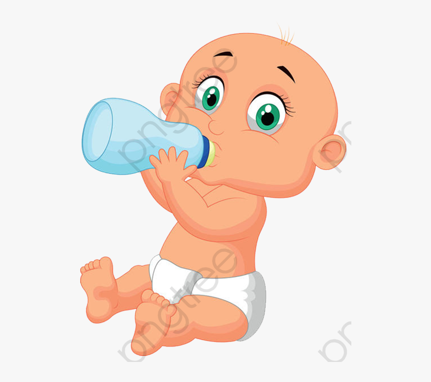 Milk Clipart Baby - Feeding Baby Bottle Cartoon, HD Png Download - kindpng