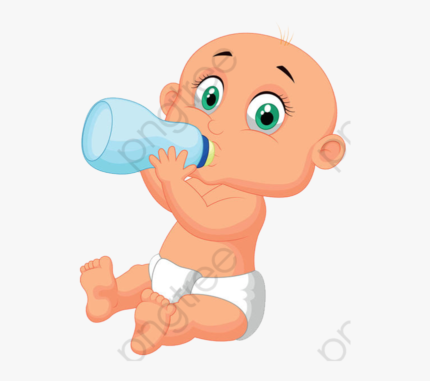 Milk Clipart Baby - Feeding Baby Bottle Cartoon, HD Png Download, Free Download