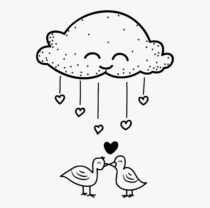 Blanco Y Negro Pintado A Mano Nube Amor Vectores Cartoon Hd Png Download Kindpng