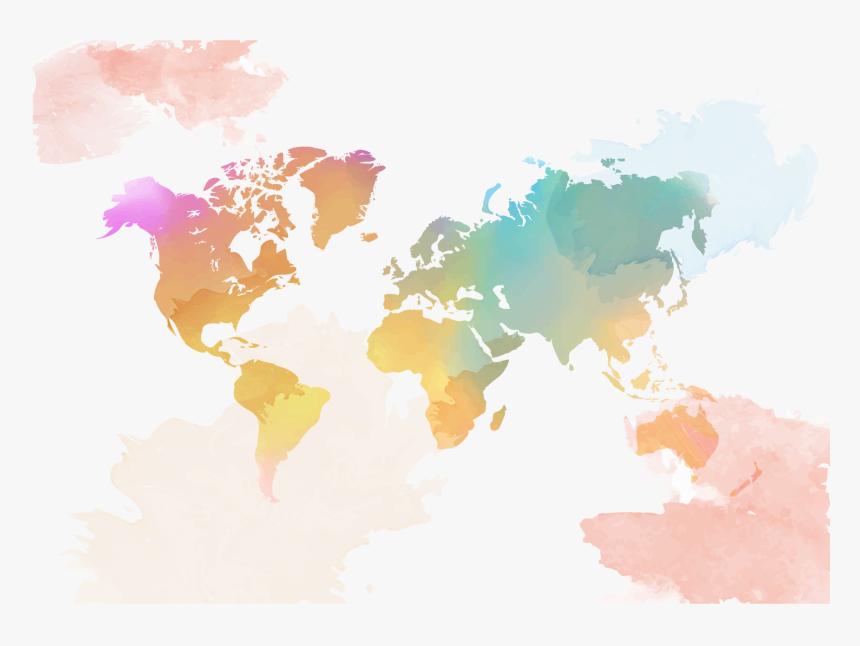 World Map Clipart Transparent - Watercolor World Map Vector, HD Png Download, Free Download