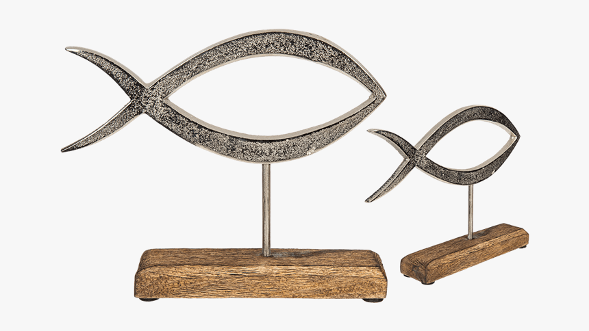 Metal Fish On Wooden Base 23cm - Deko-fisch, HD Png Download, Free Download