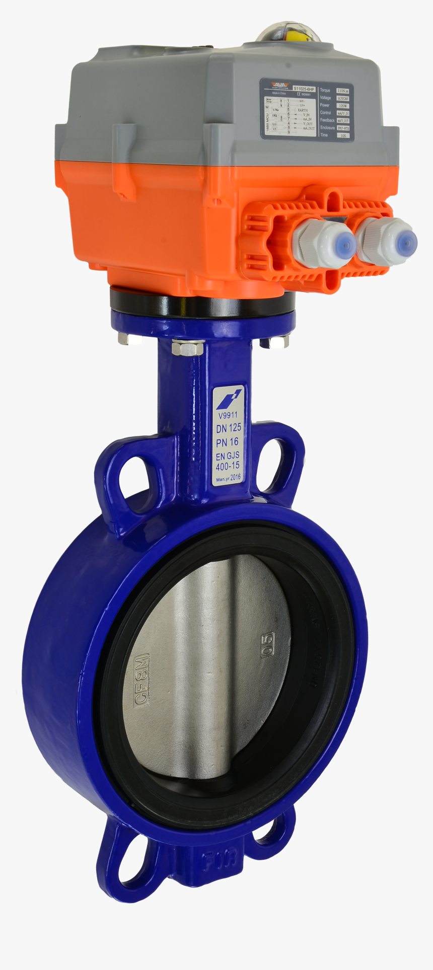 Wafer Motorized Butterfly Valve With Ava Electric Actuator - Butterfly Valve Electric Actuator, HD Png Download, Free Download