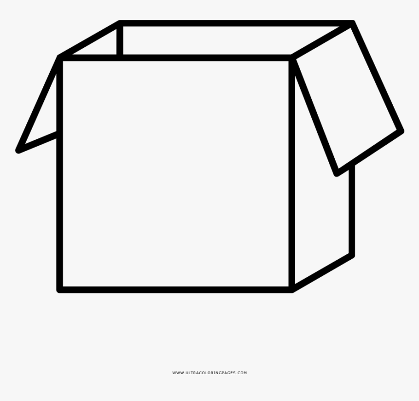 Open Box Coloring Page - Cardboard Box Black And White, HD Png Download, Free Download