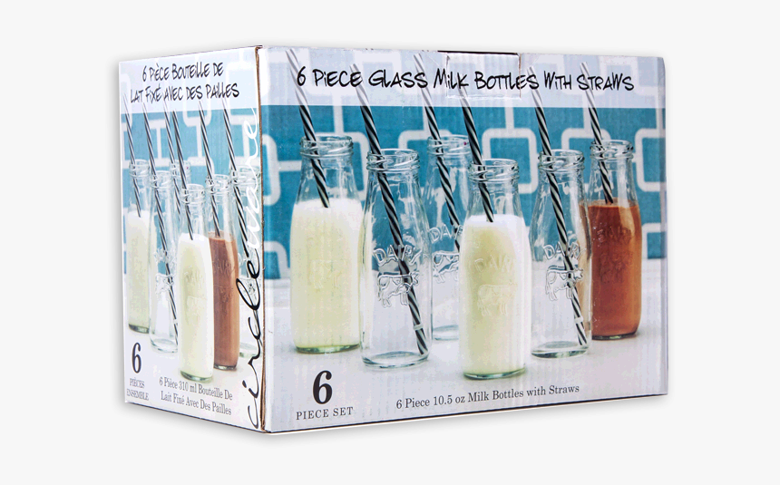 6pc Glass Milk Bottle Set Zps1bvtjgie - Milk, HD Png Download, Free Download