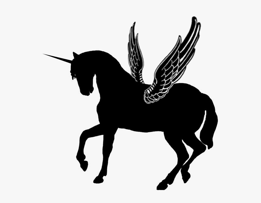 Silhouette Winged Unicorn By - Horse And Question Mark, HD Png Download, Free Download