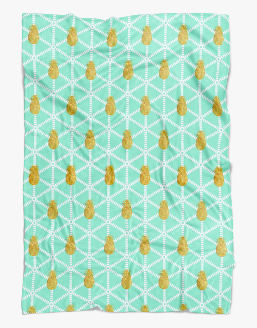 Mint And Gold Pineapple Fleece Throw Blanket - Geometric Patterns, HD Png Download, Free Download