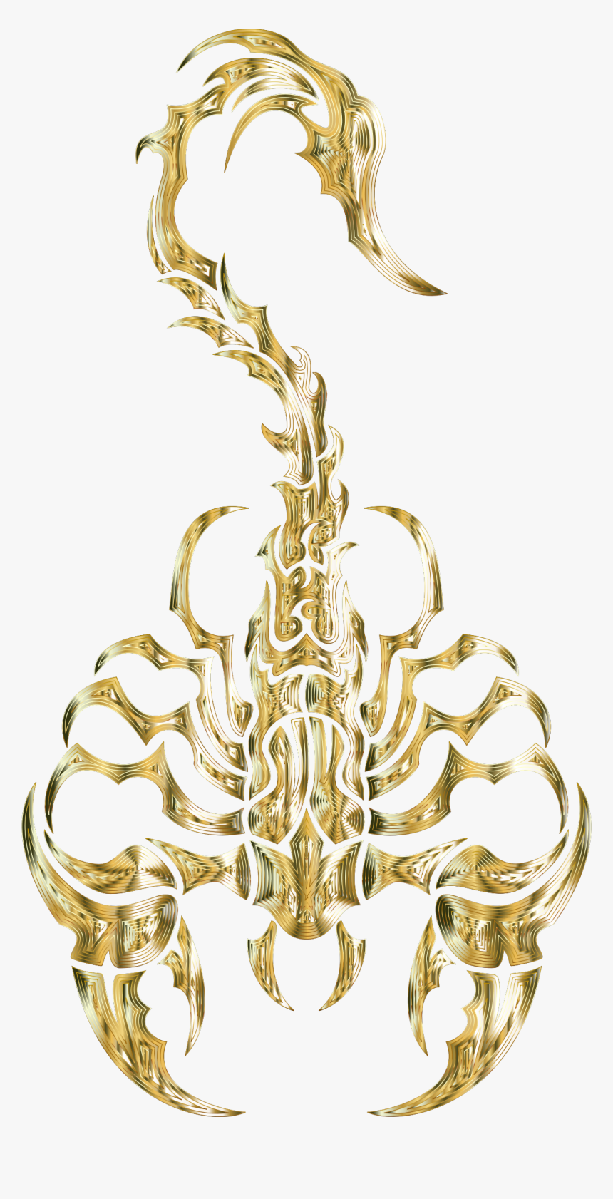 Sleek Tribal Scorpion Gold 2 Clip Arts - Tribal Scorpion Tattoo Design, HD Png Download, Free Download