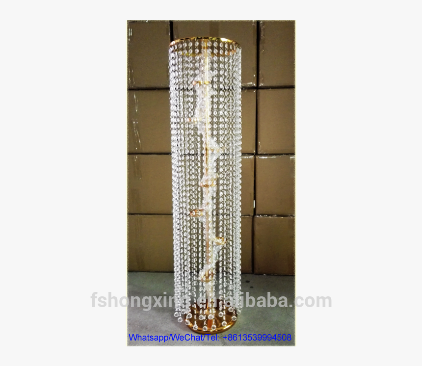 High Aisle Gold Metal Wedding Flower Stand With Crystal - Chandelier, HD Png Download, Free Download
