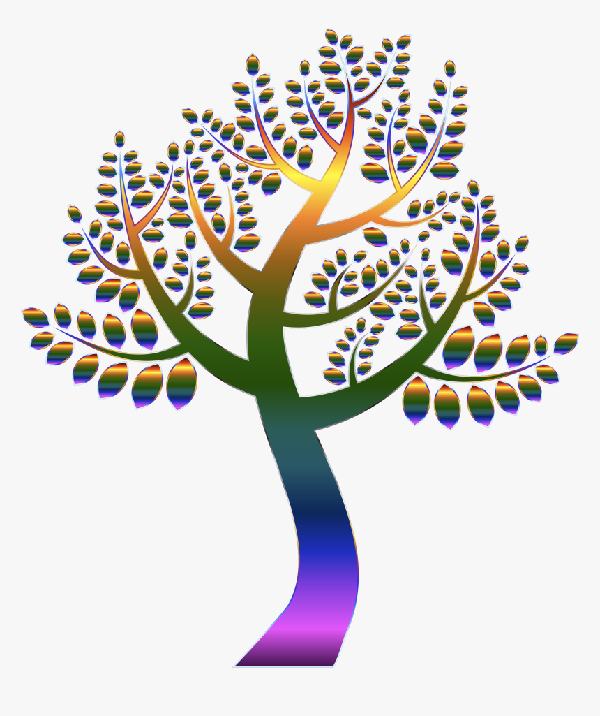 Simple Prismatic Tree 5 Without Background Clip Arts - Neem Tree Images Drawing, HD Png Download, Free Download