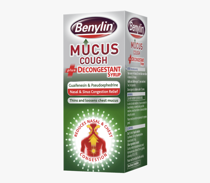 Benylin® Mucus Cough Plus Decongestant Syrup - Benylin, HD Png Download, Free Download