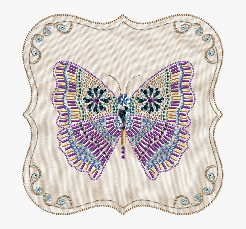 Label, Butterfly, Glitter, Bead, Purple, Tag, Scrapbook - Papilio Machaon, HD Png Download, Free Download