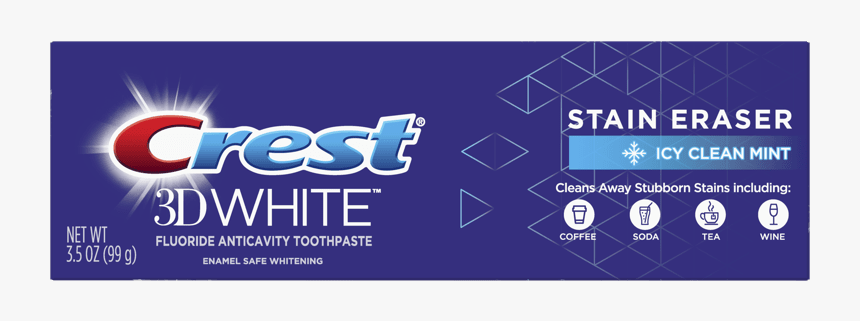 Crest 3d White Stain Eraser Whitening Toothpaste Icy - Graphic Design, HD Png Download, Free Download