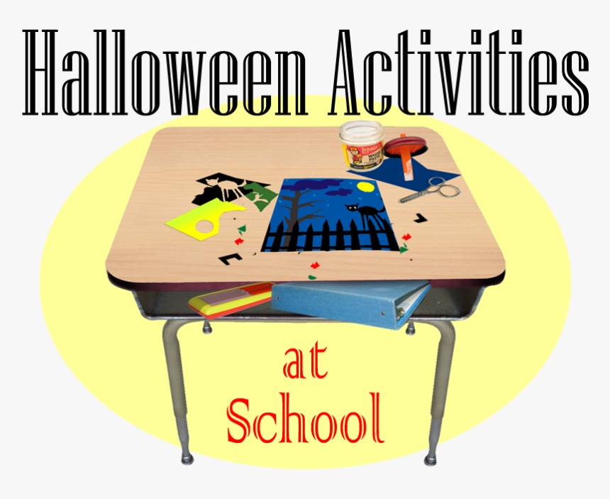 School Desk - Halloween School Crafts, HD Png Download, Free Download