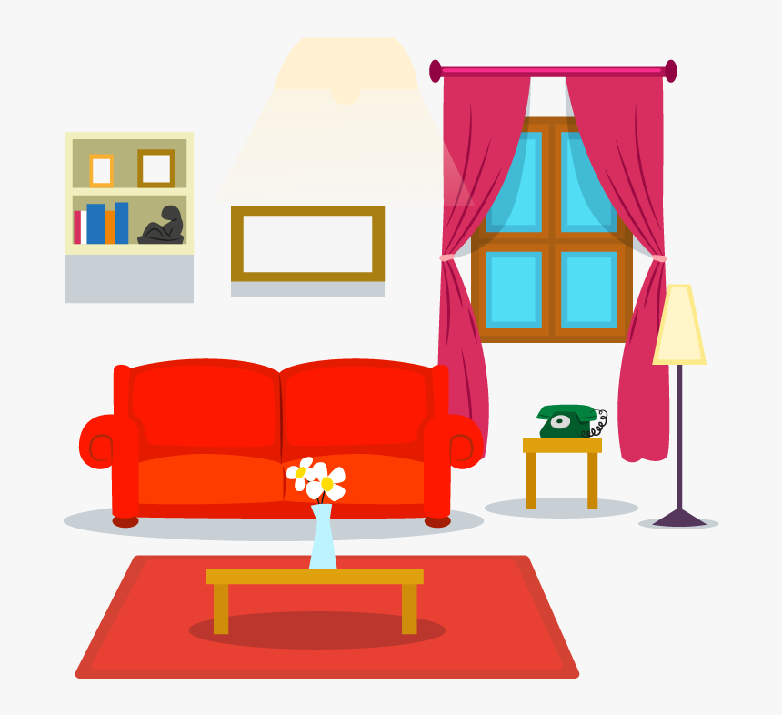 Table Living Room Couch Cartoon - Living Room Cartoon Png, Transparent Png, Free Download