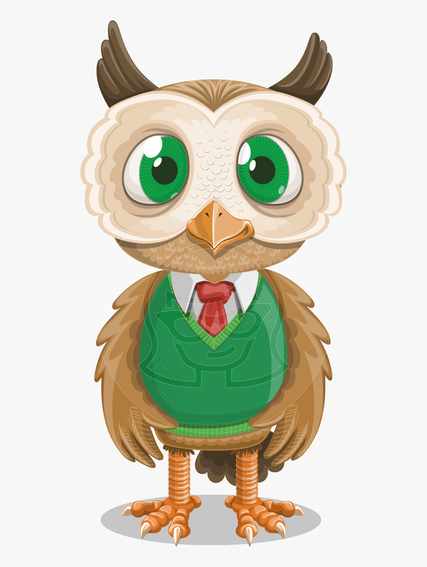 Owl Teacher Cartoon Vector Character Aka Professor - Cartoon Owl Images With Tie And Vest, HD Png Download, Free Download